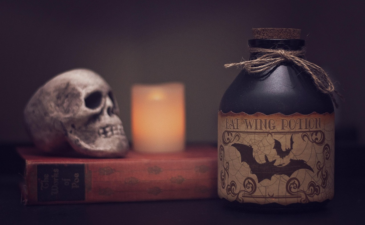 skull and potion wallpaper