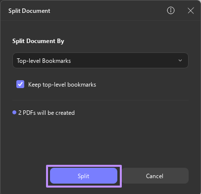 split merged file into separate pdfs updf windows