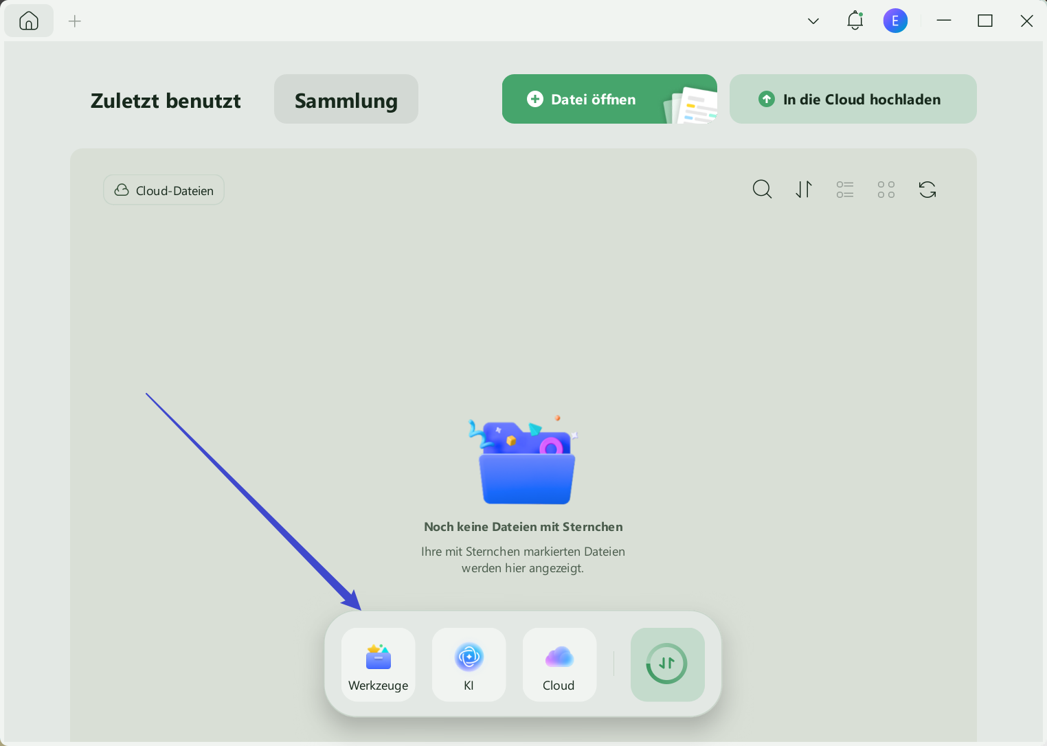 Zugriffstools in UPDF-Fenstern