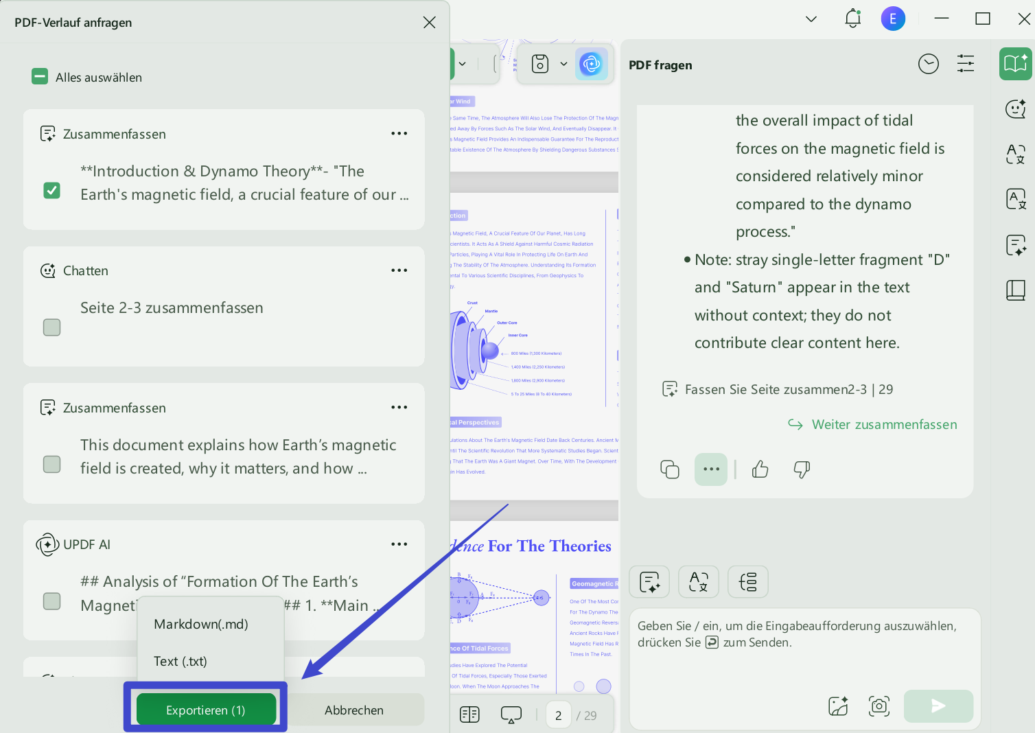 Export im gewünschten Format updf ai windows