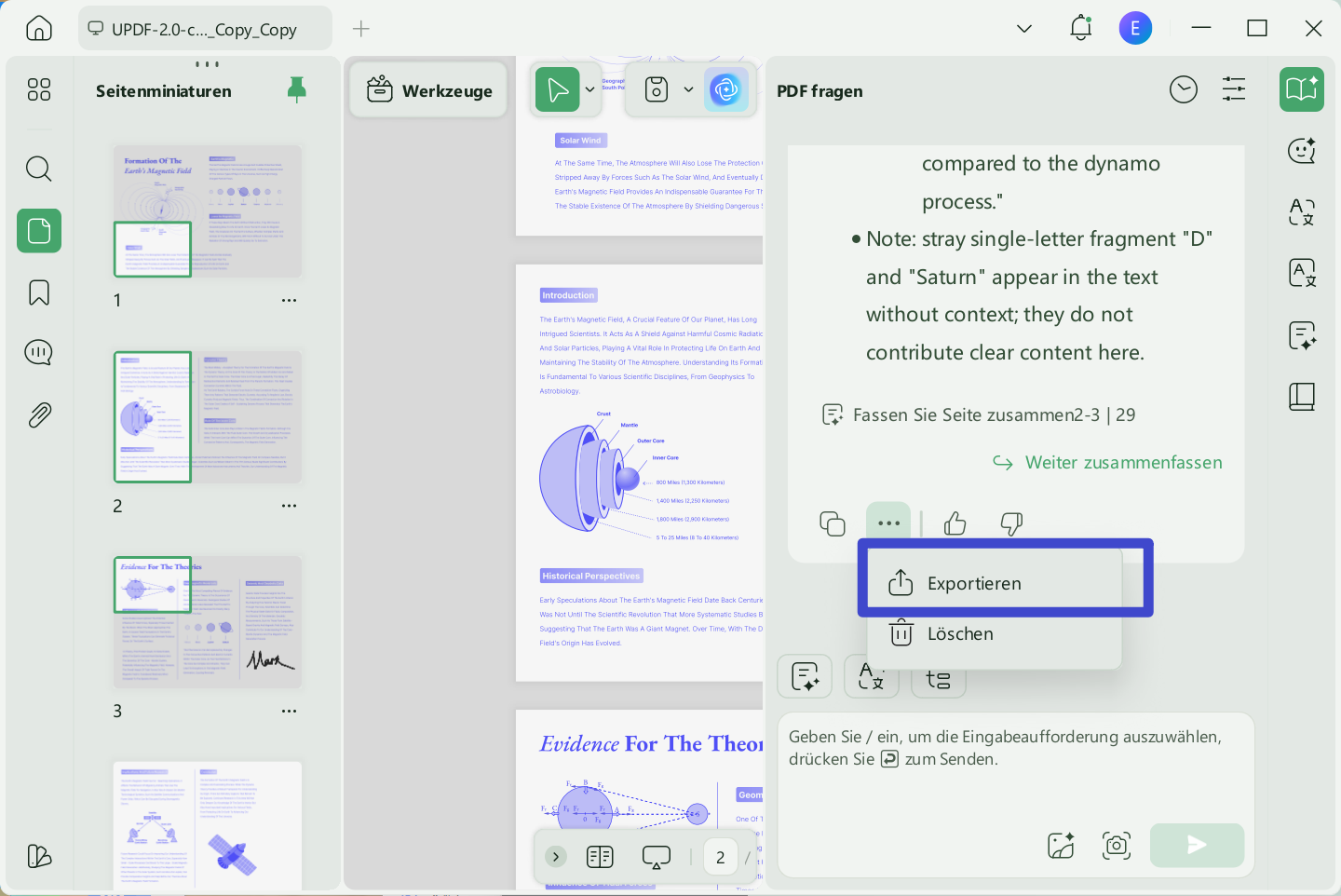  Wählen Sie die Exportoption UPDF AI Windows