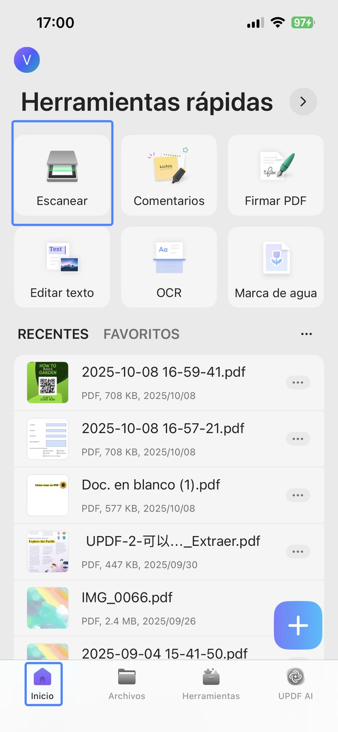 el modo escáner en UPDF