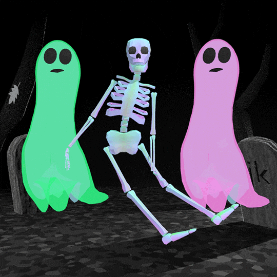 three ghosts dancing together gif