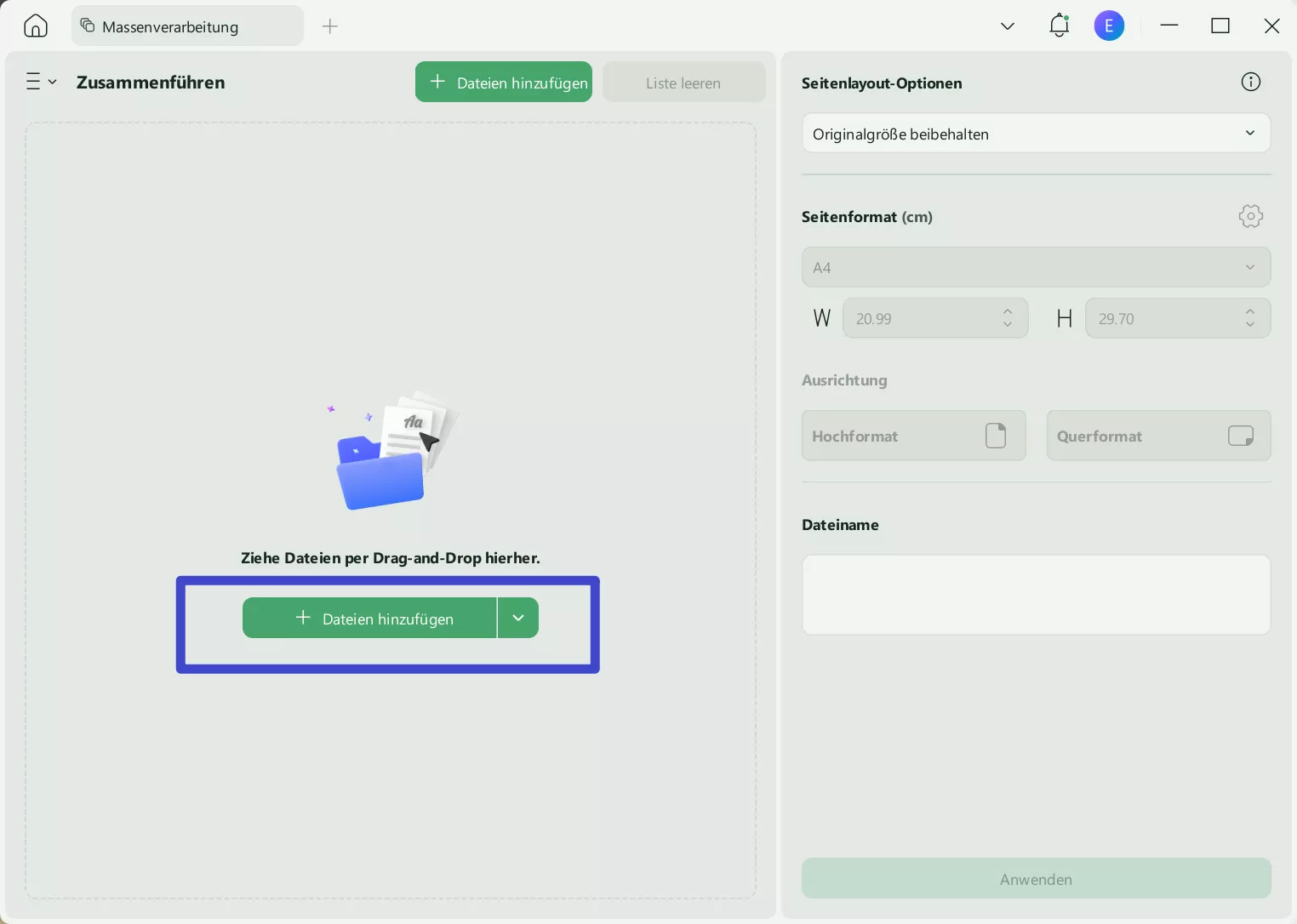 Screenshots importieren, um UPDF-Fenster zusammenzuführen