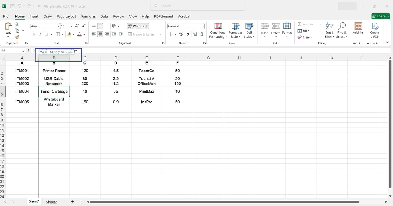 check cell width to unhide cells