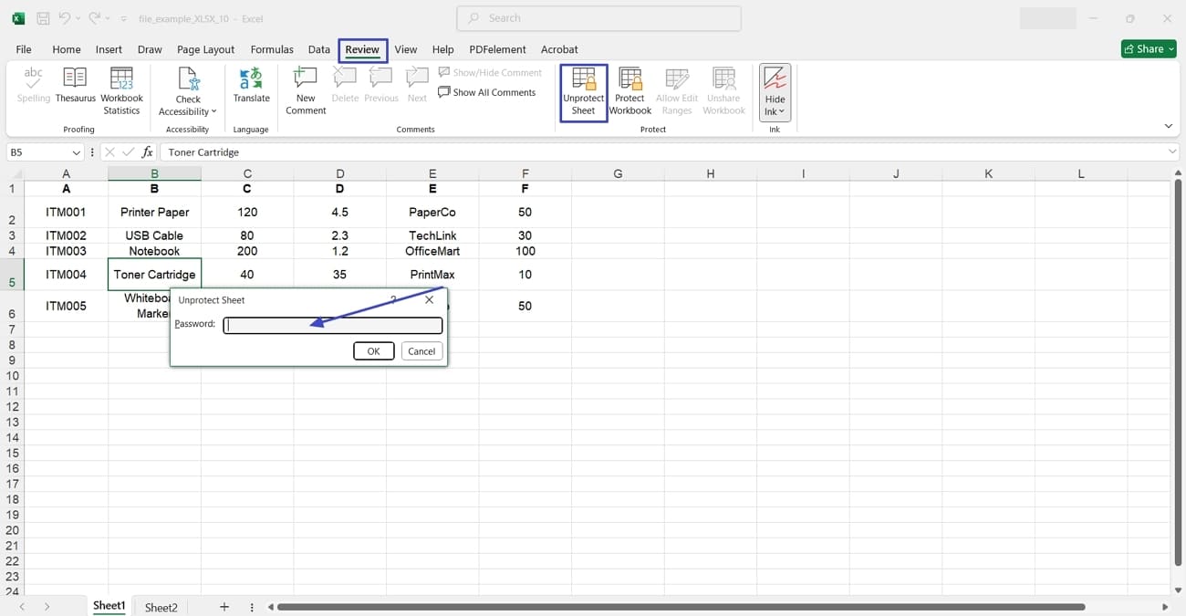 check sheet protection blocking visibility