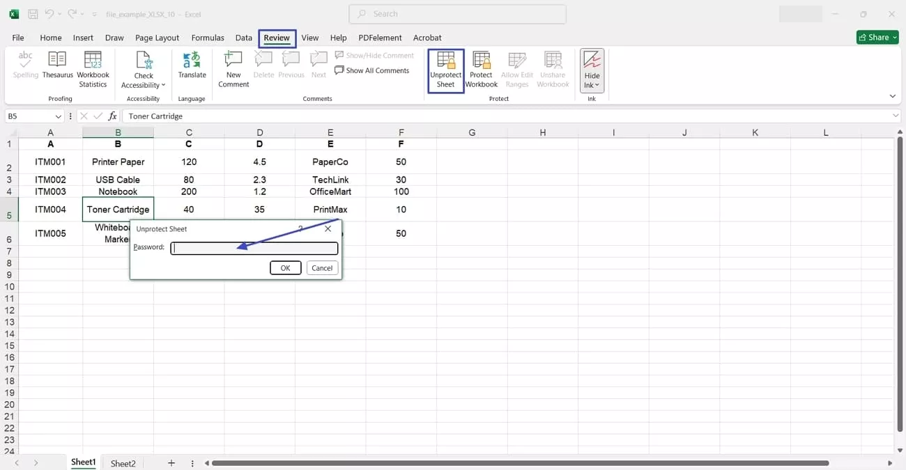 check sheet protection blocking visibility