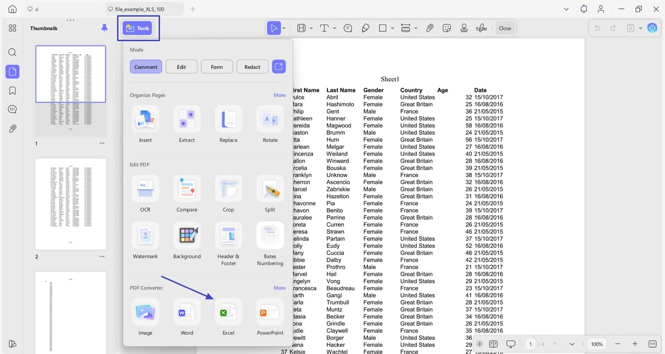 access pdf to excel tool updf