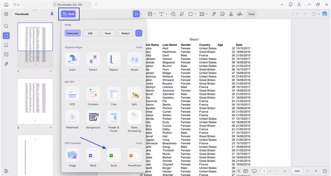 access pdf to excel tool updf