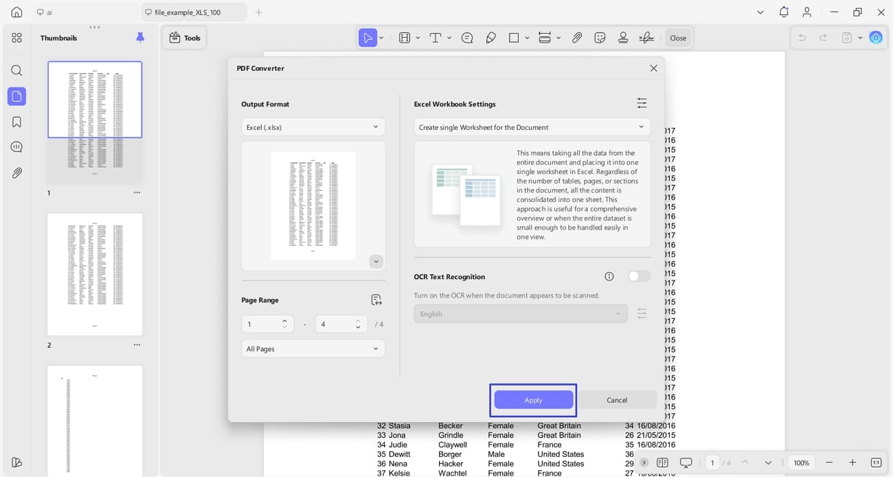 convert pdf to excel with updf