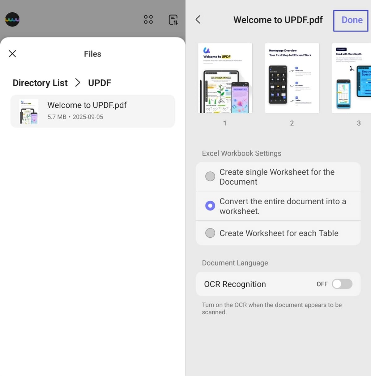 use updf mobile to convert pdf