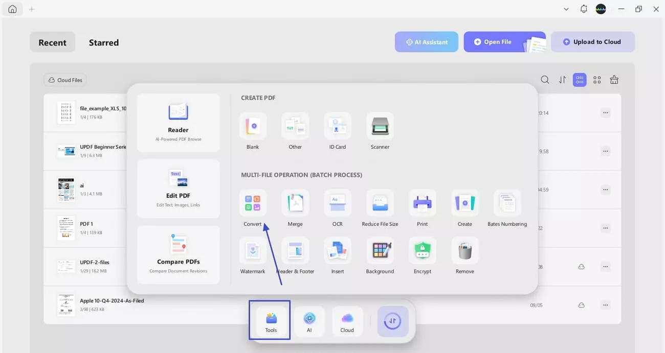 batch convert pdf tool in updf