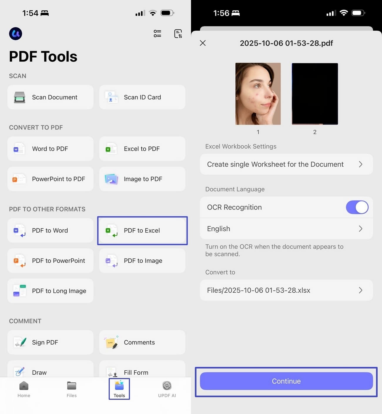 batch convert excel updf iphone