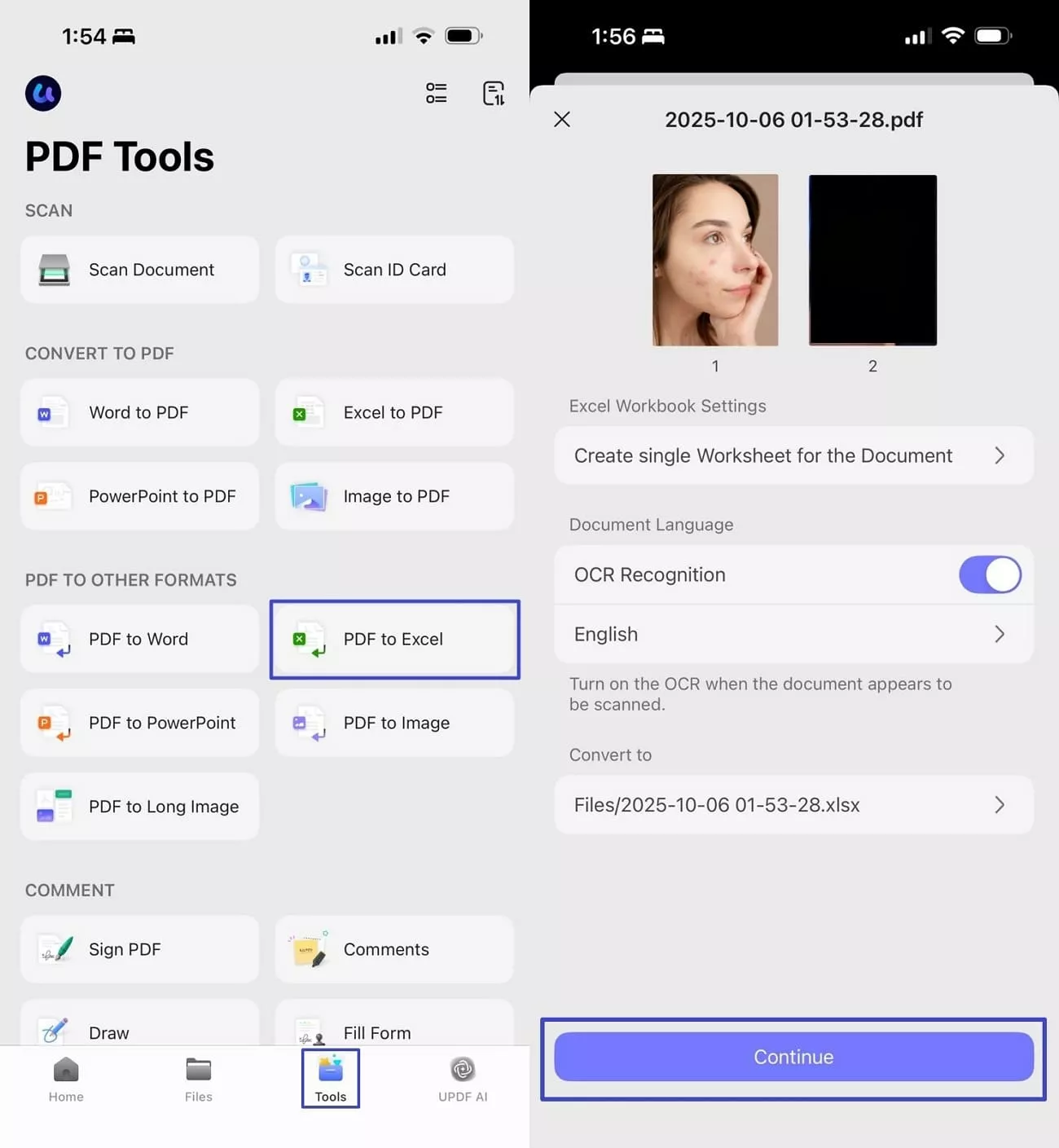 batch convert excel updf iphone