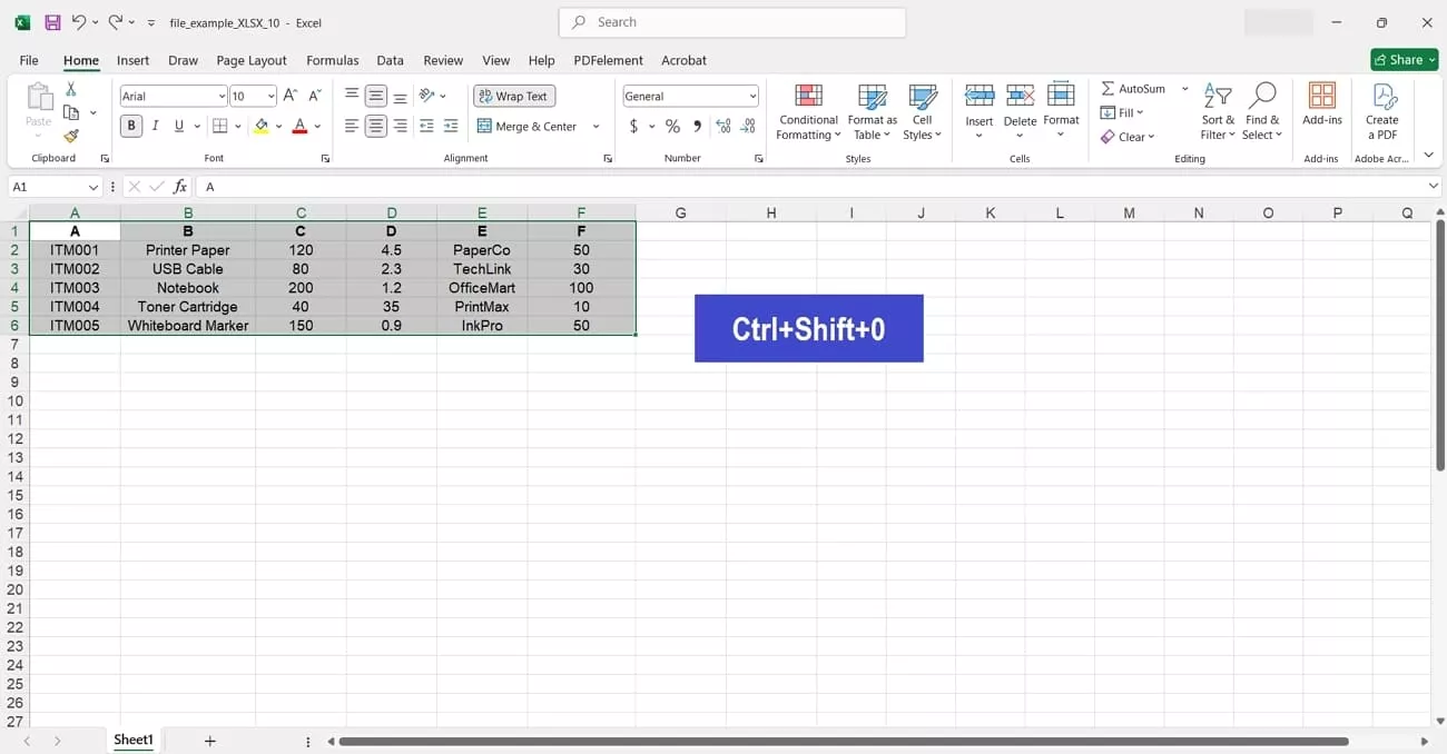 keys instructions to unhide columns excel