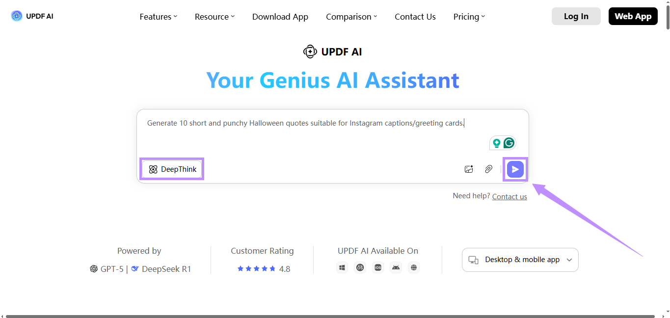 updf ai online home interface