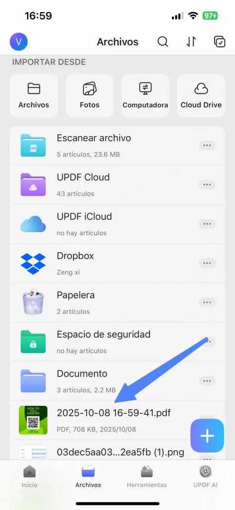 UPDF PDF convertido desde varias fotos 
