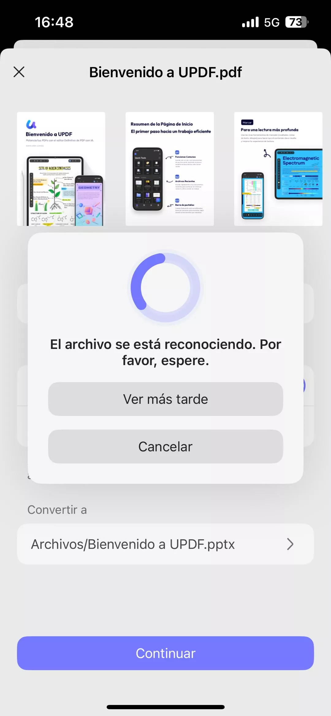 el archivo está siendo reconocido