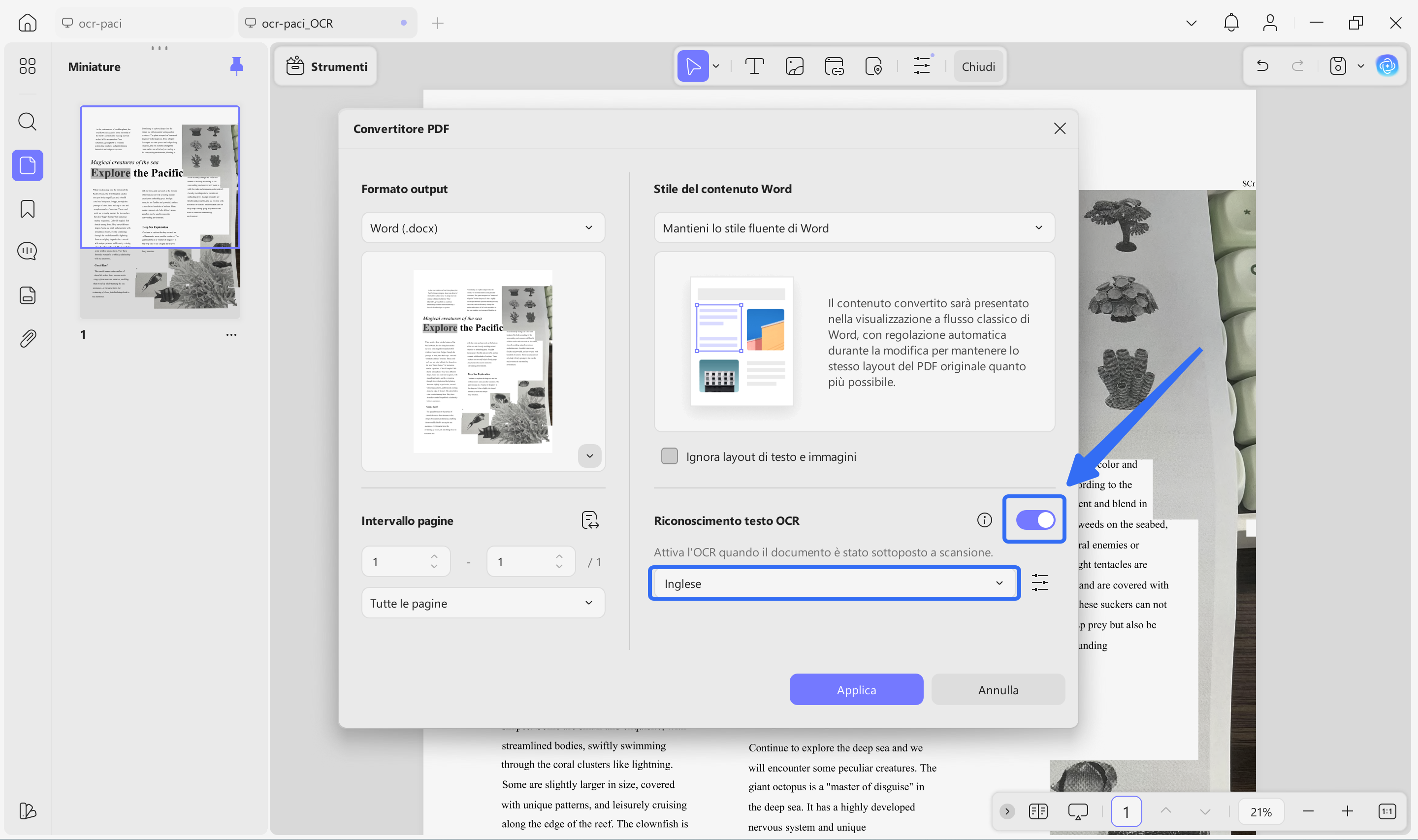 enable ocr and select language