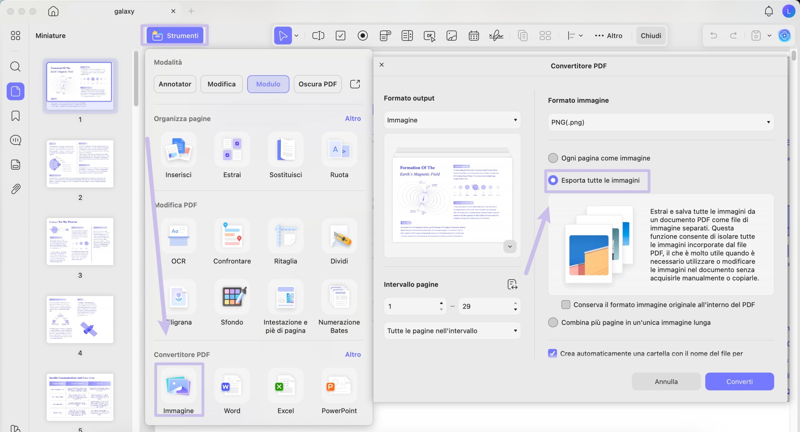 Esporta tutte le immagini dal PDF