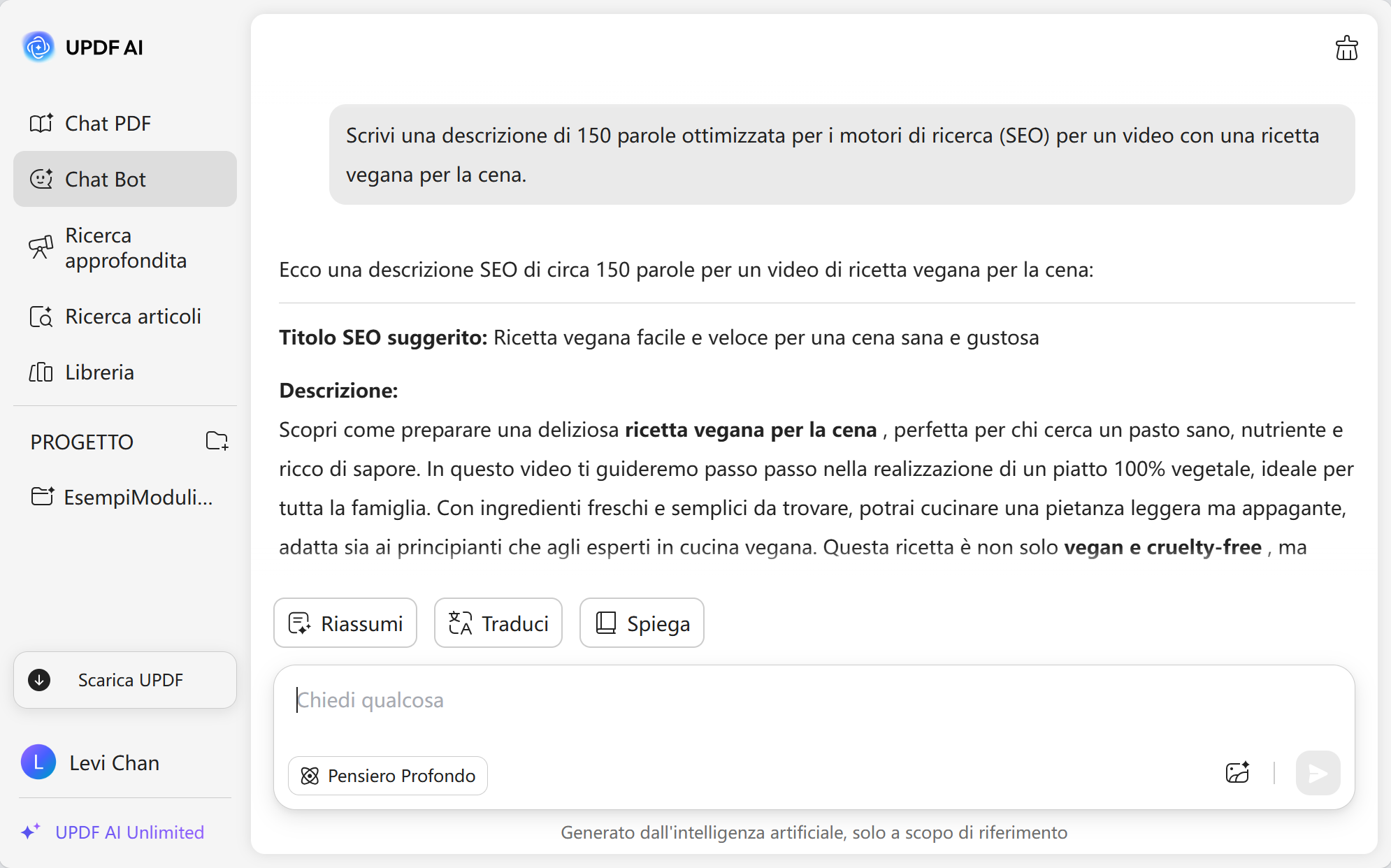 updf ai youtube description generator