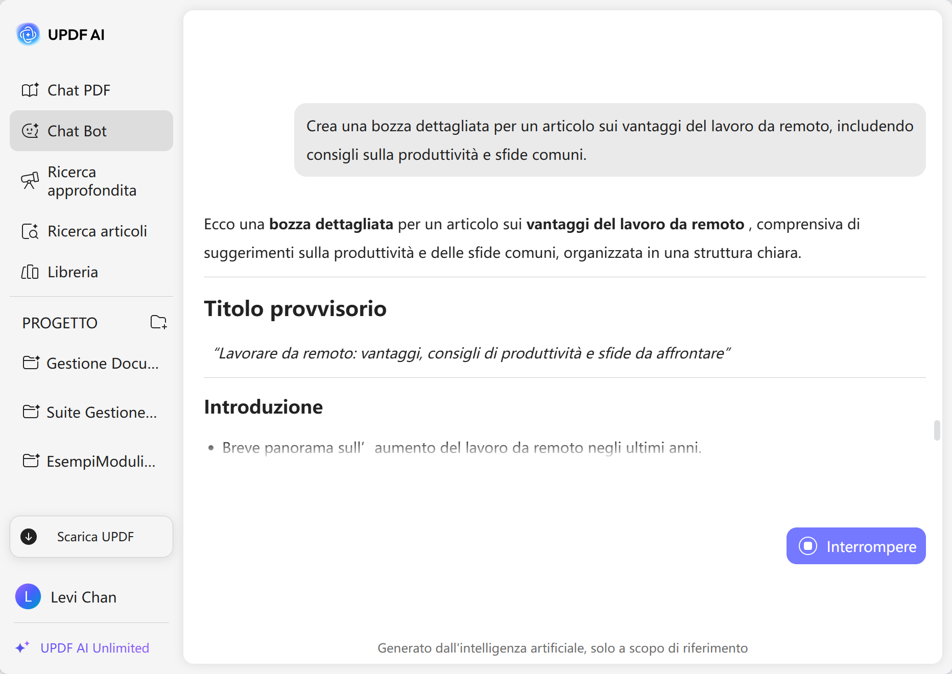 UPDF AI outline generator
