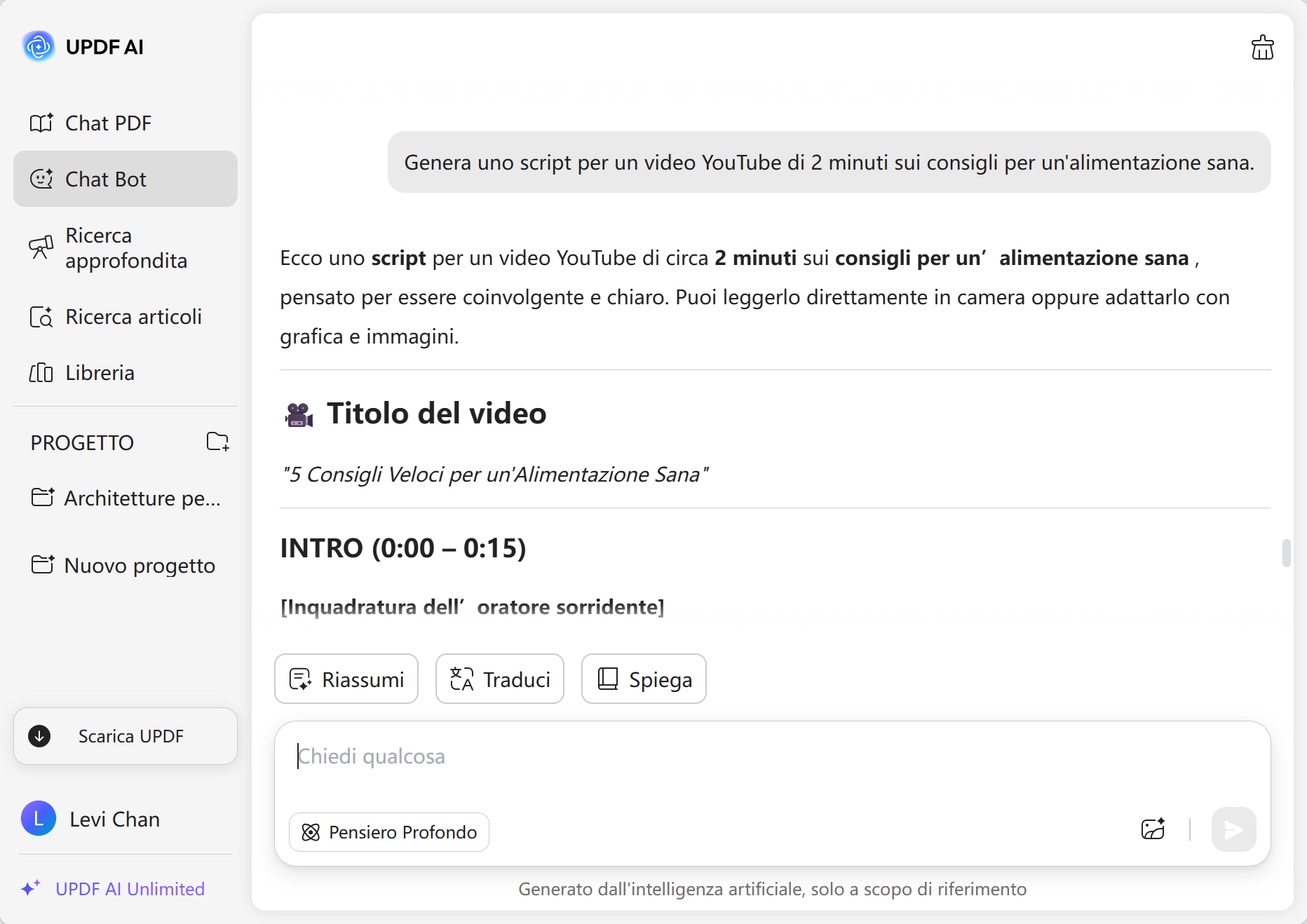 Generatore di script AI UPDF
