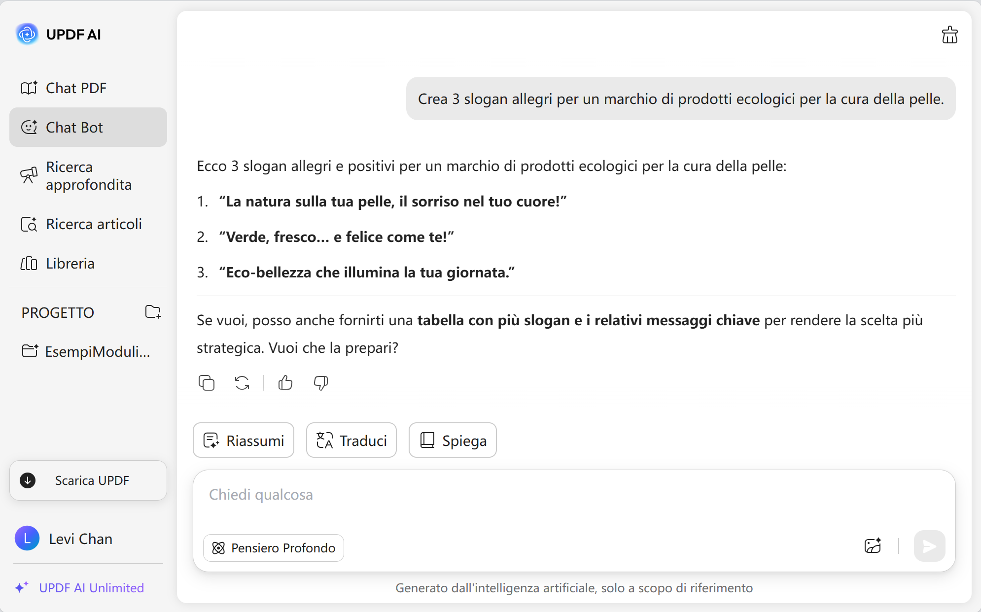 generatore slogan updf ai