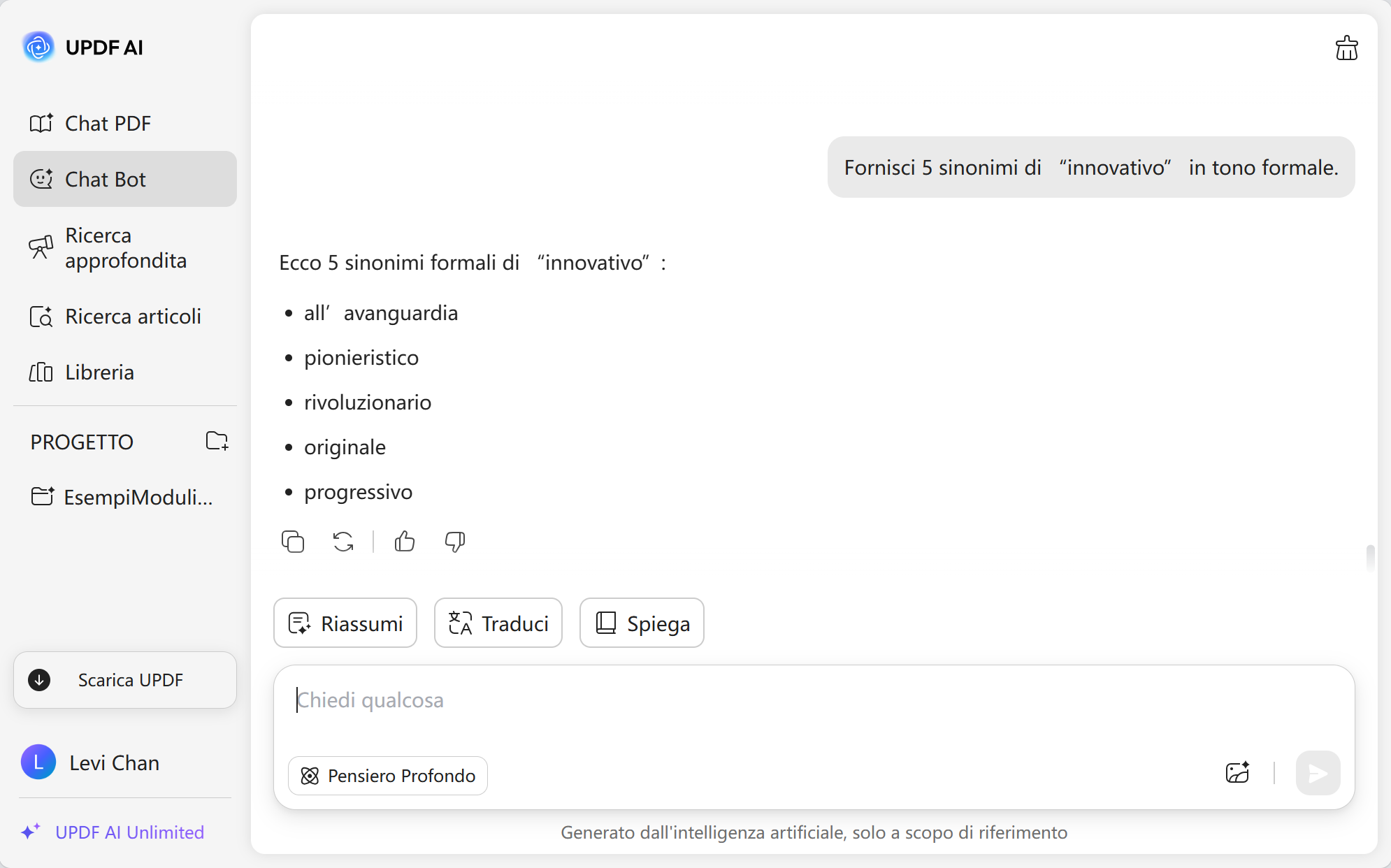 updf ai synonyms generator
