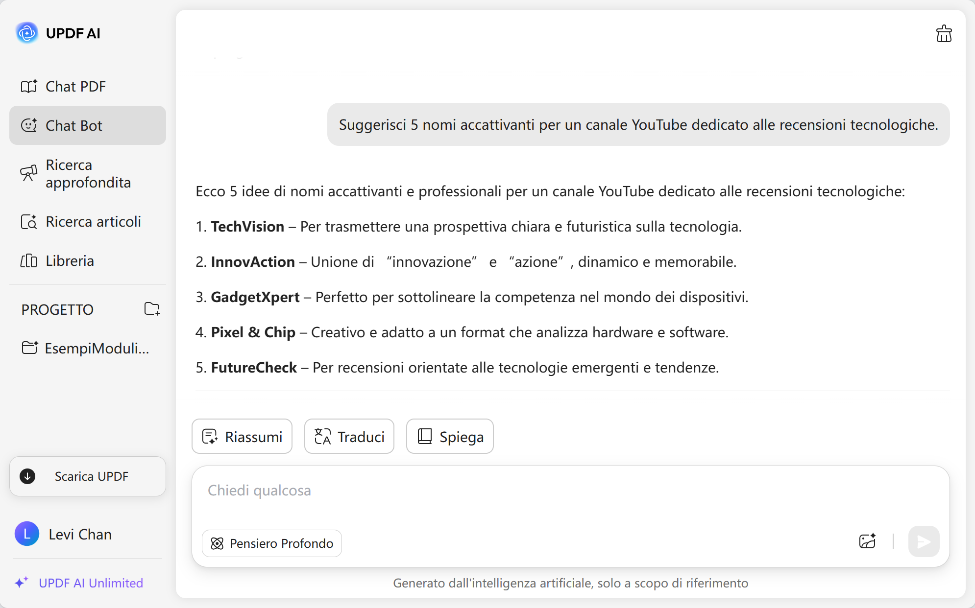 updf ai youtube name generator
