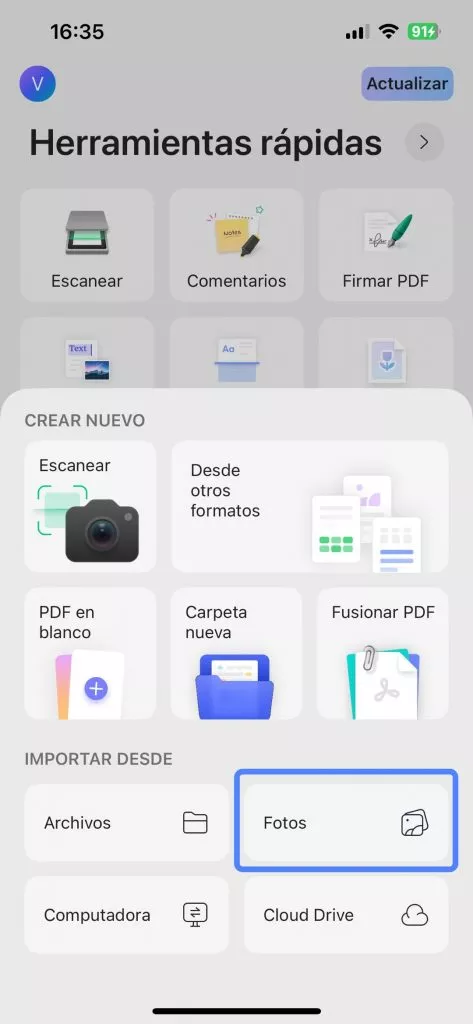  importar foto en UPDF