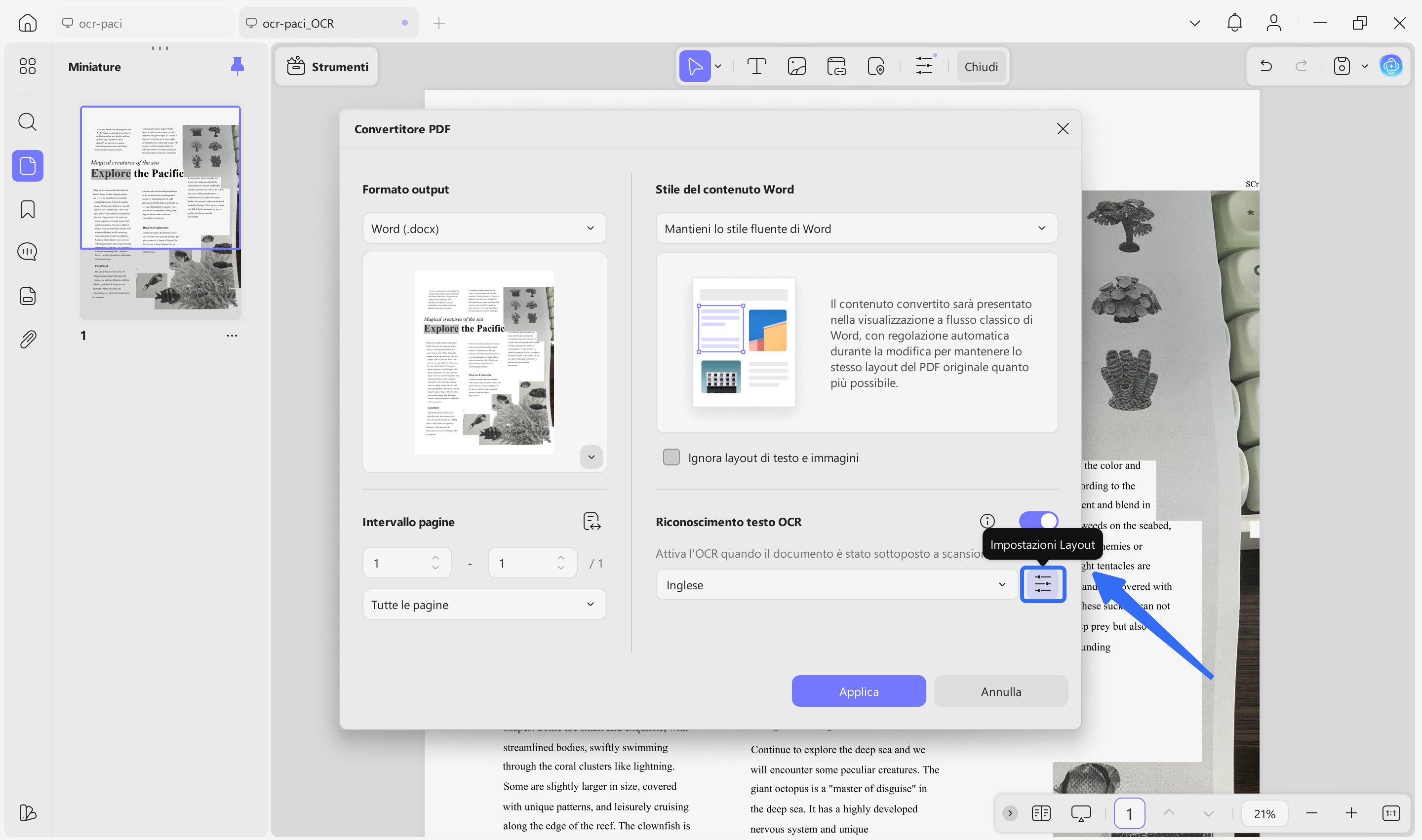 click on layout settings