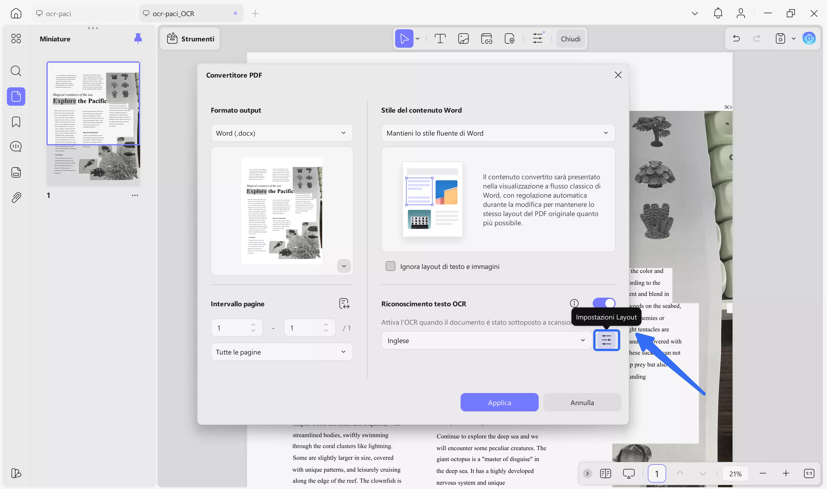 click on layout settings