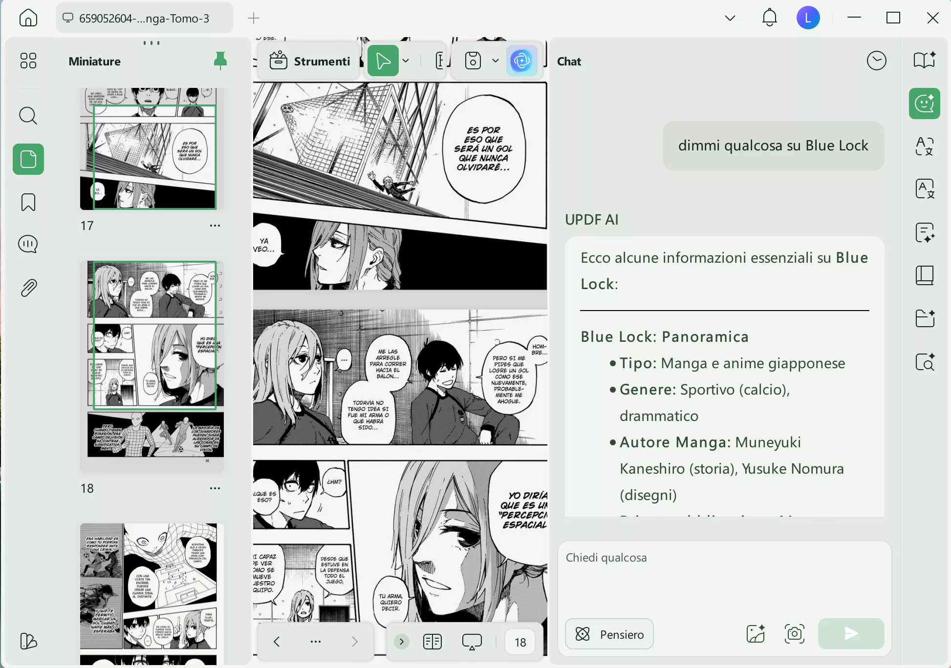 chattare con AI su manga