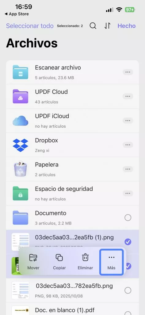 UPDF convertir varias fotos a PDF 