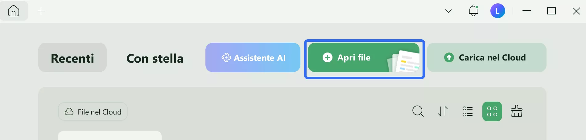 Apri il tuo documento