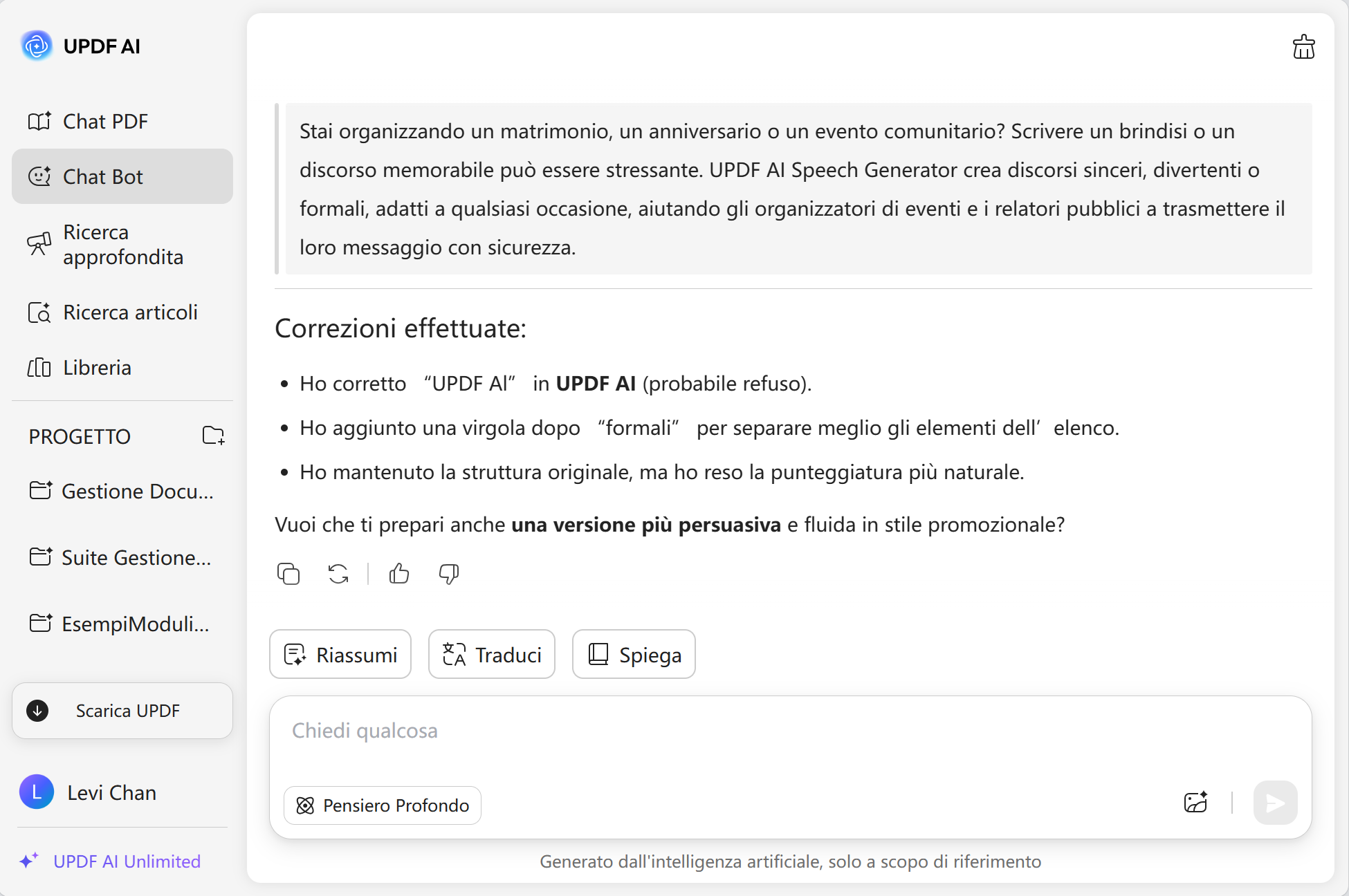 UPDF AI punctuation checker