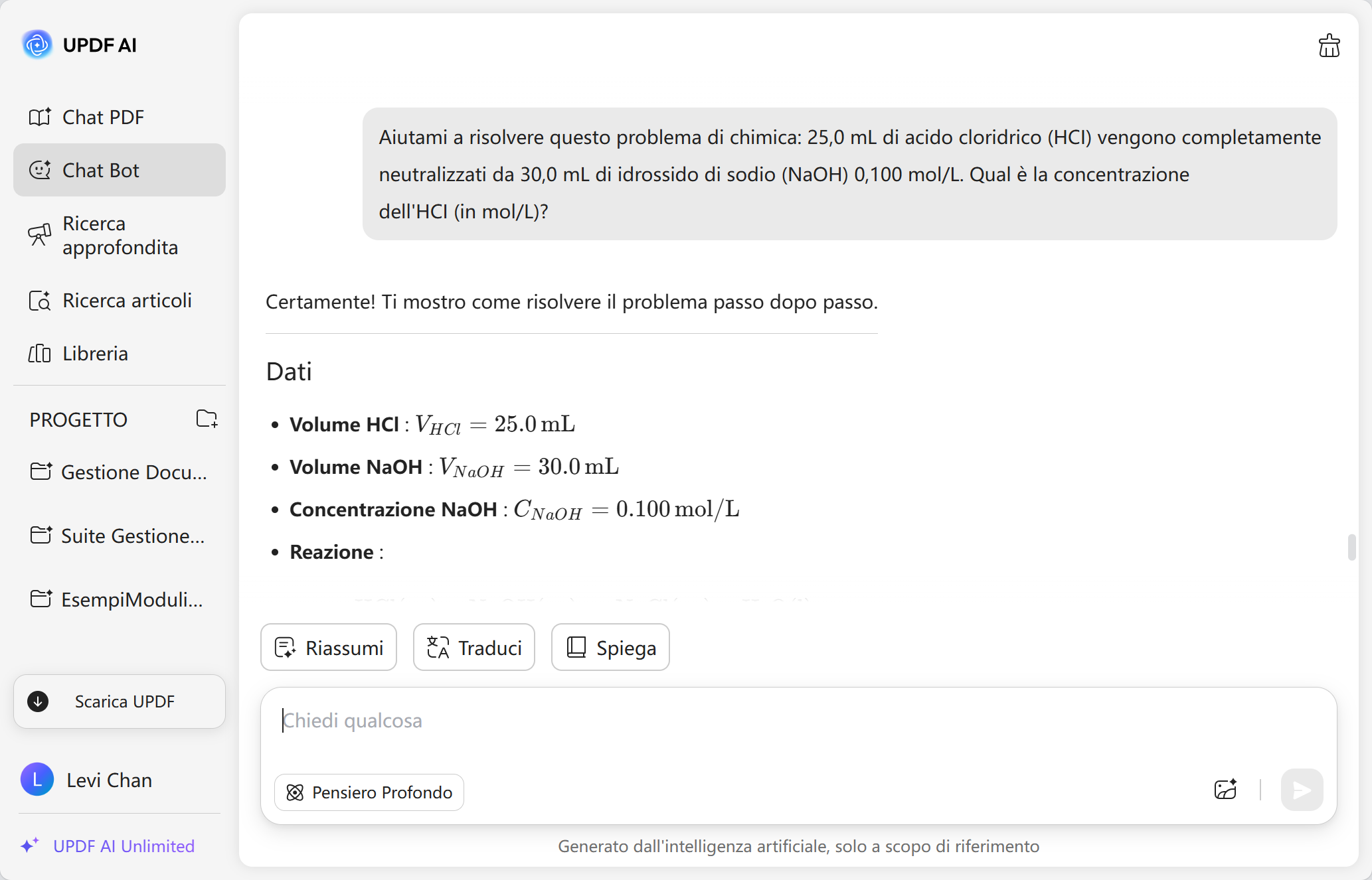 UPDF AI chemistry problem solver