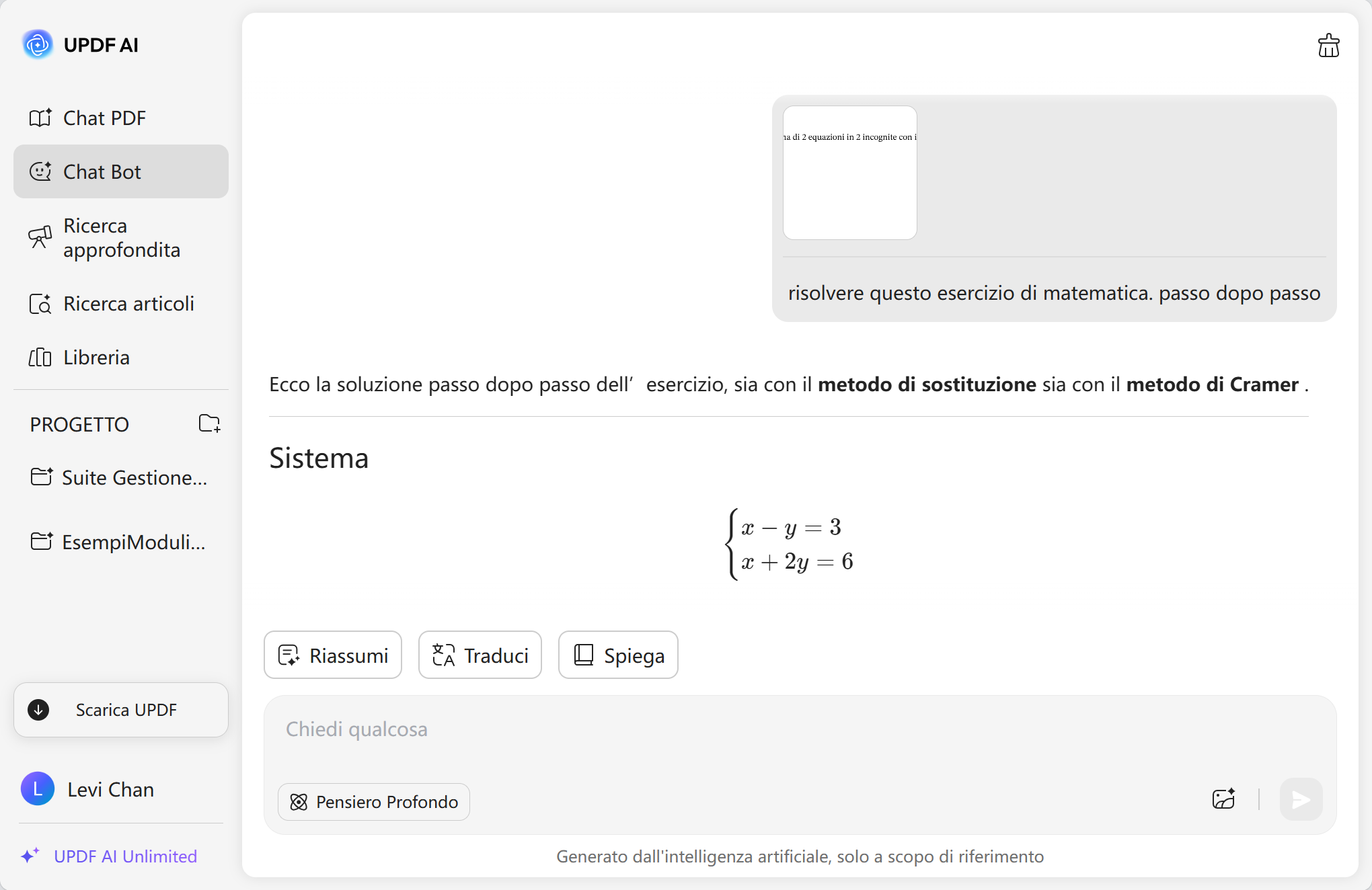 UPDF AI math problem