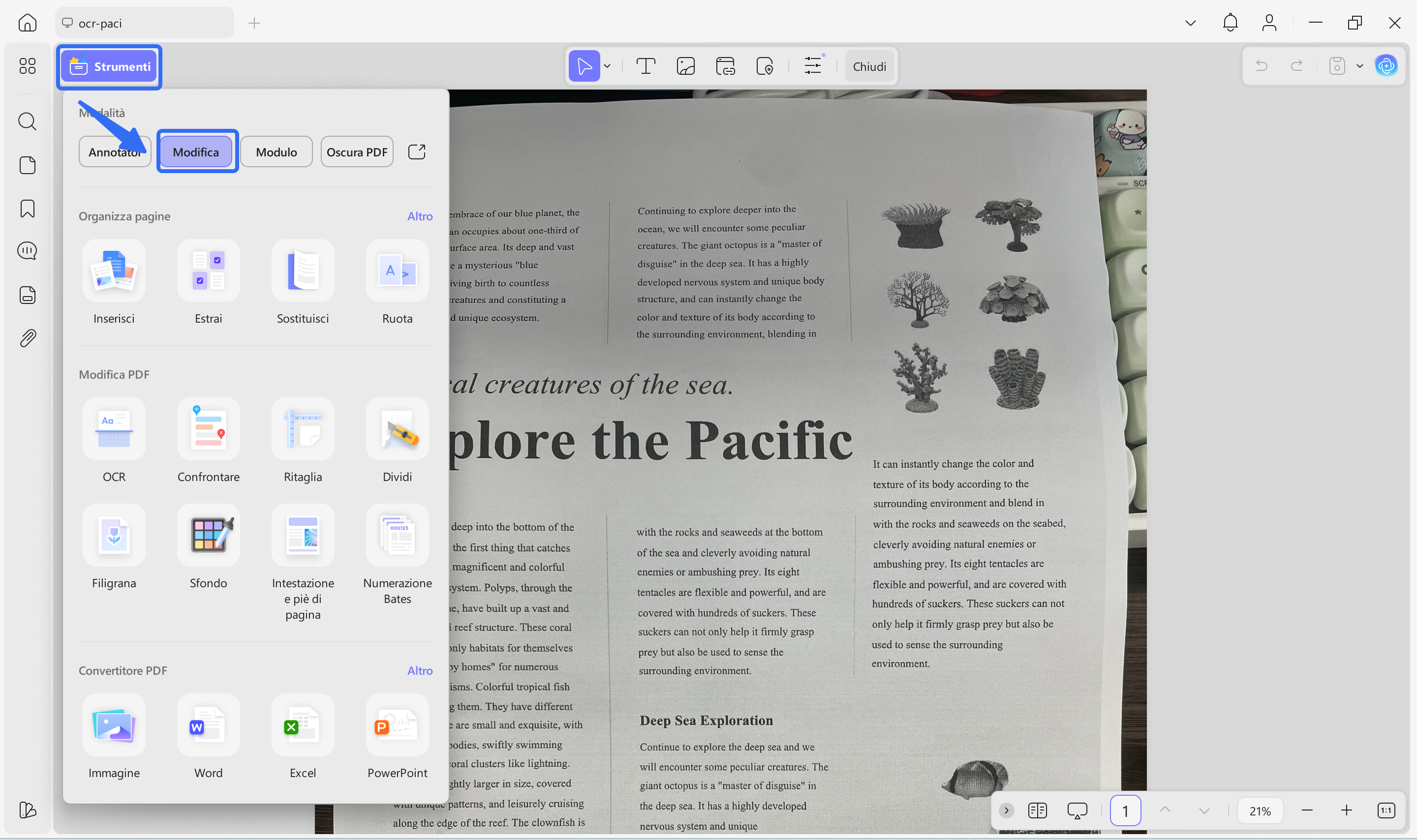 switch to edit mode in tools