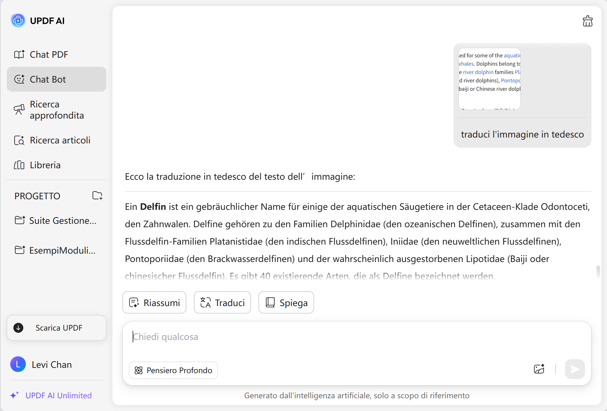 UPDF AI traduci foto