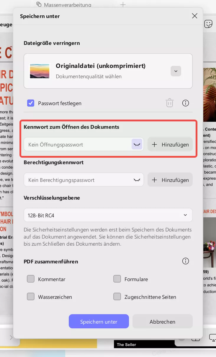 Was ist die Schaltfläche „PDF-Passwort-Dokument öffnen“?
