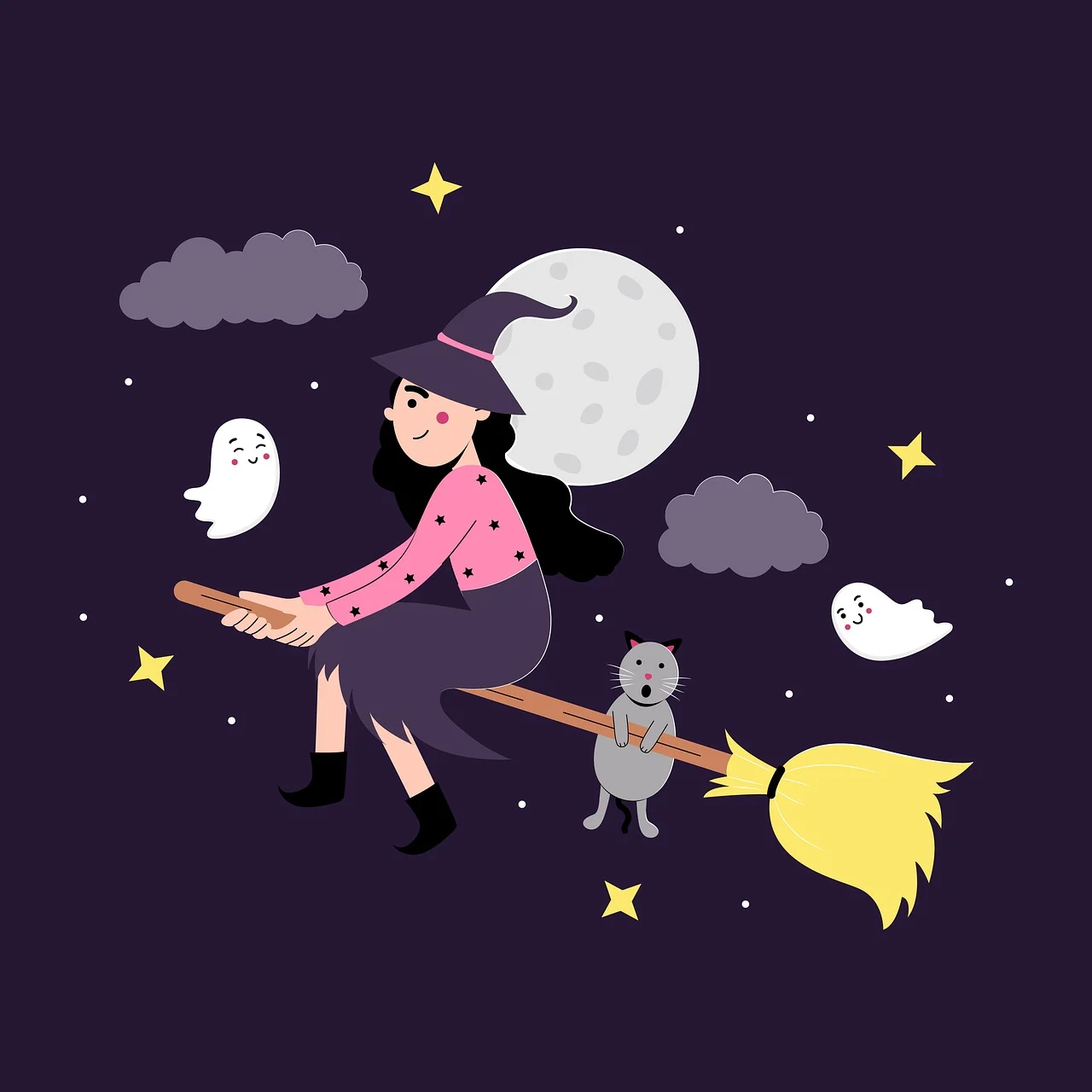 witch flying wallpaper