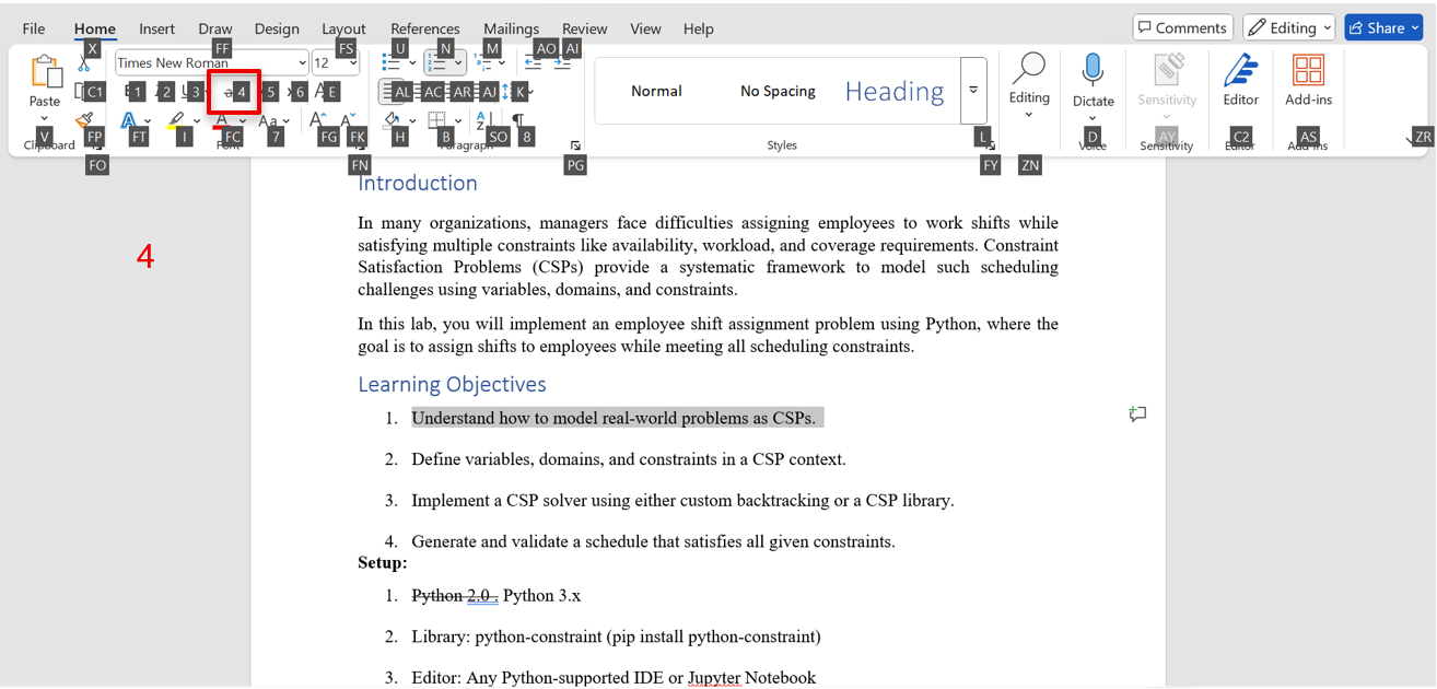 Strikethrough text in Word using keyboard shortcuts