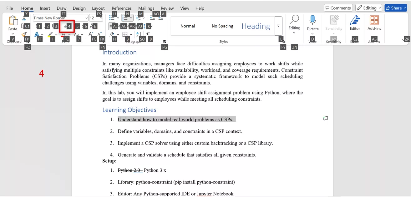Strikethrough text in Word using keyboard shortcuts