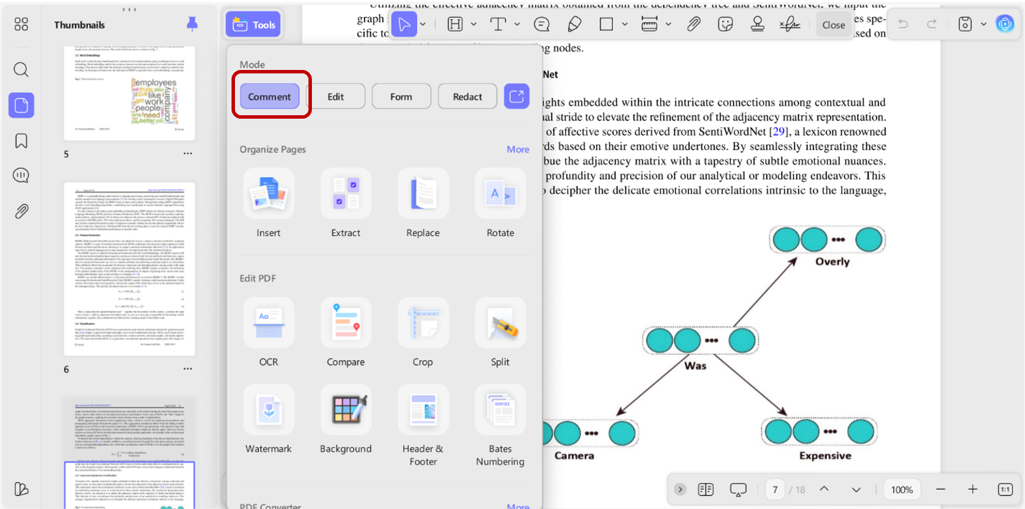  Variety of tools in UPDF
