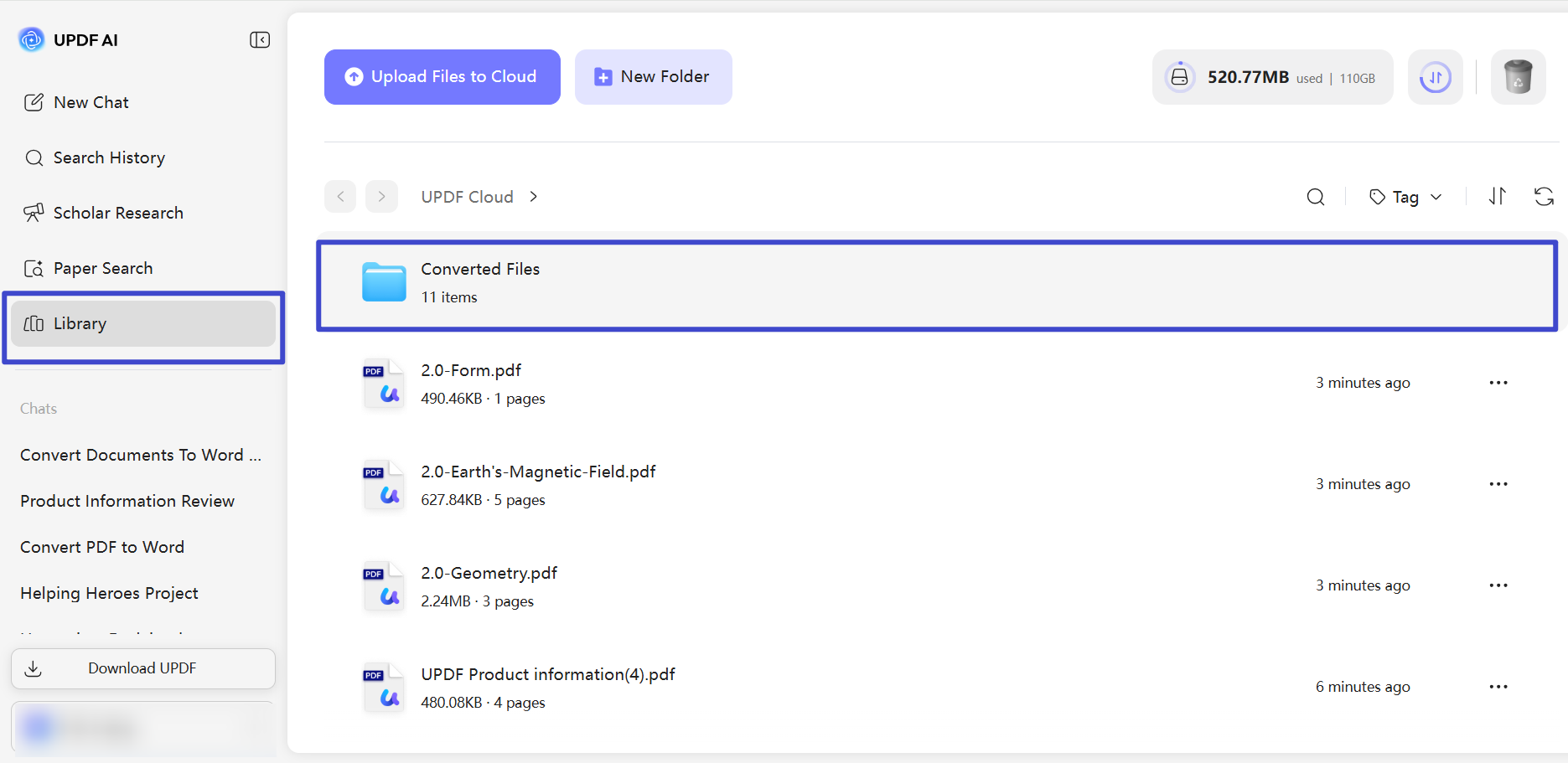 access converted files library to access all converted files
