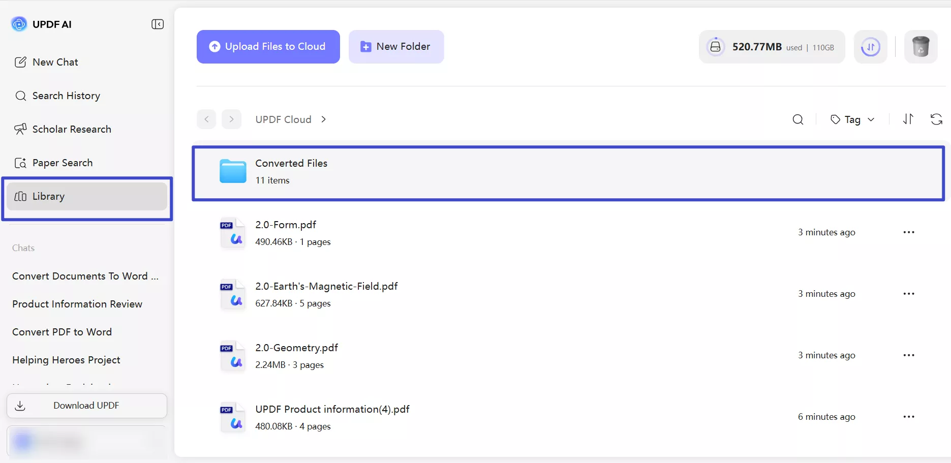 access converted files library to access all converted files
