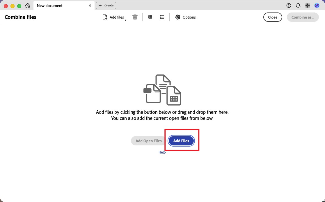 acrobat add files to combine