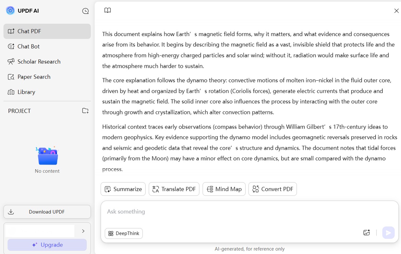 chat pdf in updf ai